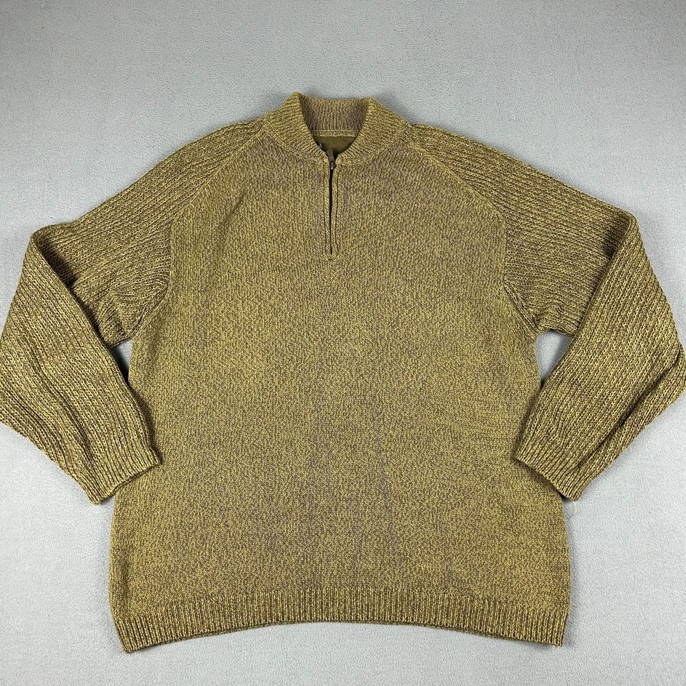 Tommy Bahama Sweater Mens Large Full Zip Knit Wool Blend Preppy Olive Pullover
